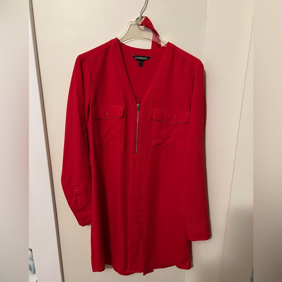 Express red shirt dress with belt - Picture 2 of 4